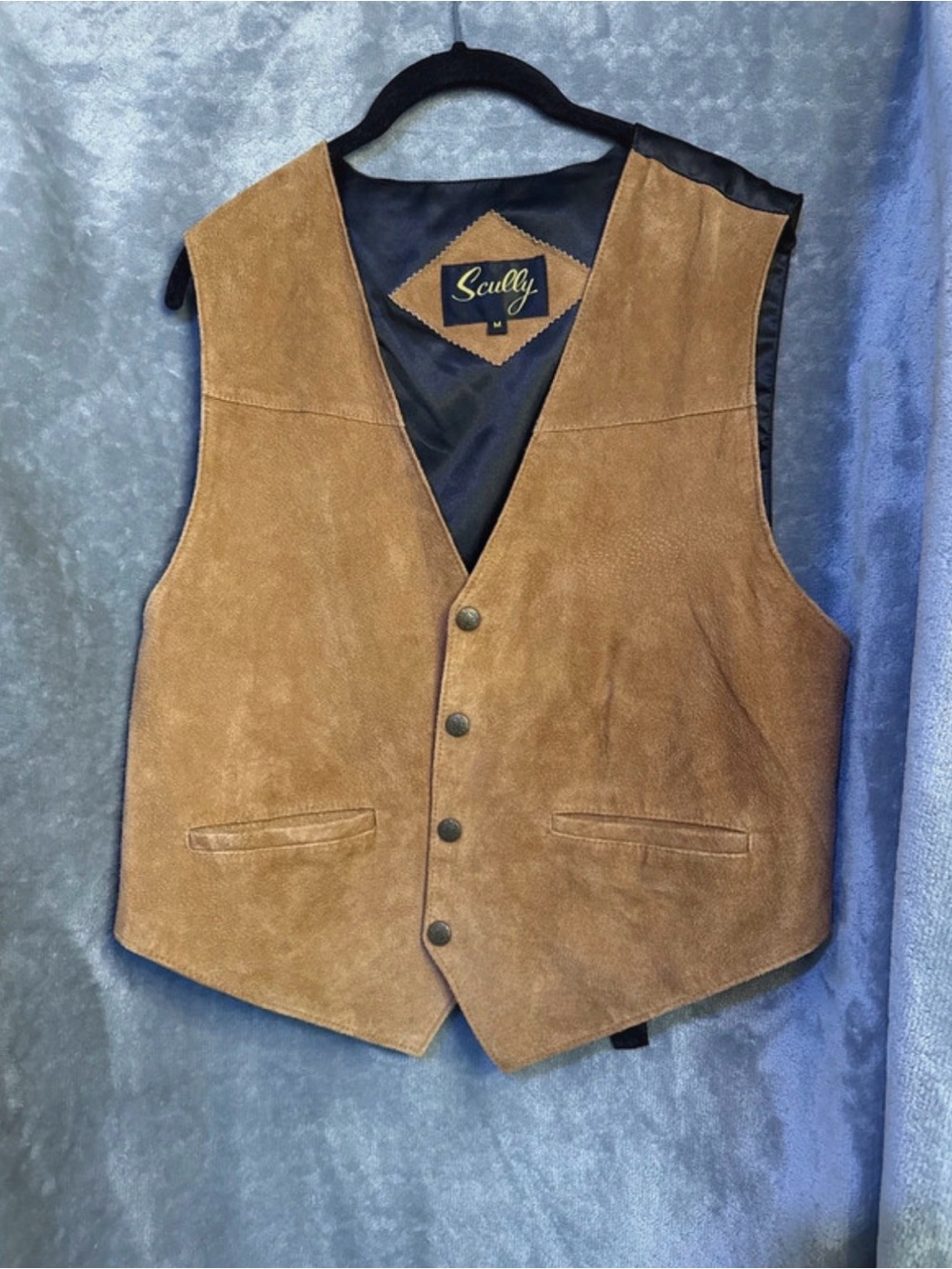 Scully Men's Tan Suede Button-Front Vest